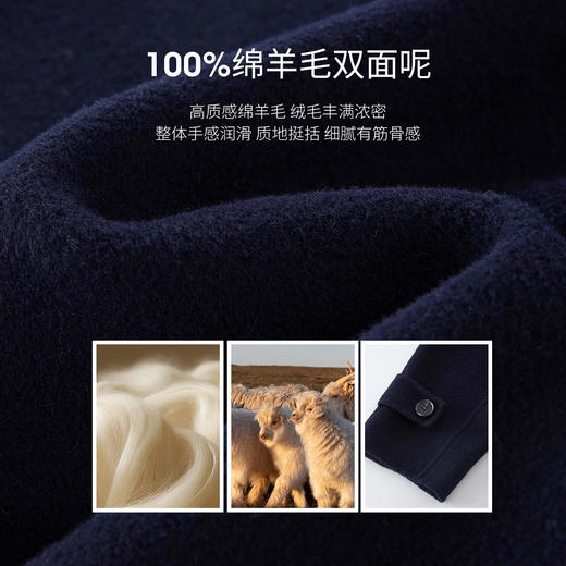 【10/1新品】熙世界简约法式100.羊毛双面呢大衣女高级感翻领毛呢外套2025秋冬 商品图3
