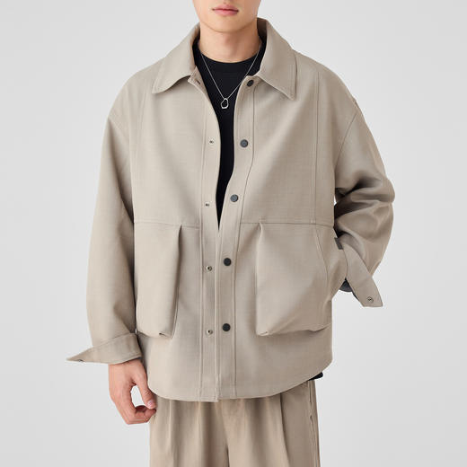 墨麦客男装简约通勤夹克男2025春新款立体口袋拼接男士外套81285 商品图1