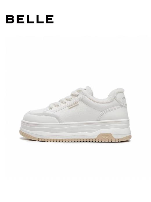 BF楼百丽厚底高帮小白鞋女2025冬季新款加绒休闲运动鞋子E6R1DDM5 商品图1