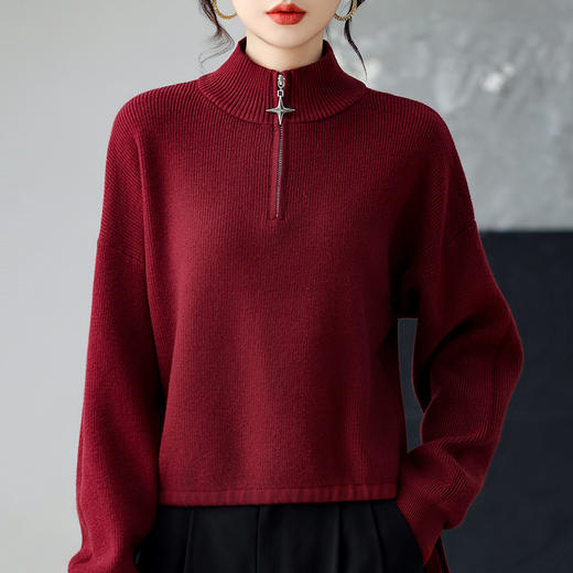 CC 25338卫衣短款宽松半拉链上衣高级感 商品图2