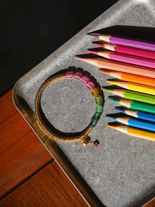 彩虹碧玺银环手串 商品图0