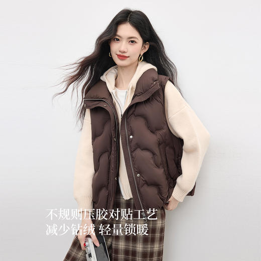 【10/1新品】熙世界羽绒马甲女秋冬可露丽穿搭90白鸭绒无袖坎肩外穿背心短外套 商品图1