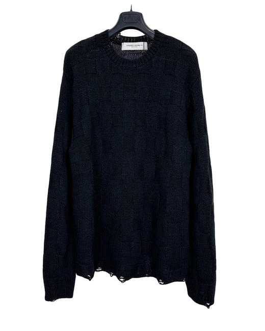 男款破洞棋盘格针织毛衣 商品图0