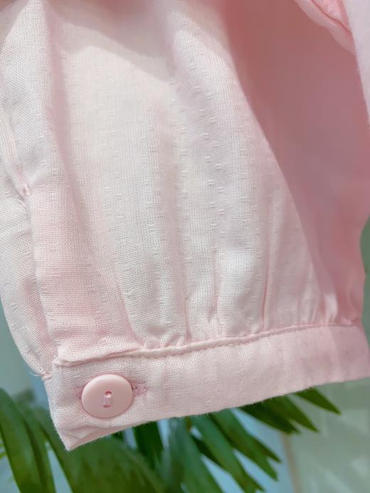 松植屋【沙宛】圆领开门襟长袖长裤套装女款100%棉 双层纱小花刺绣睡衣家居服 商品图7