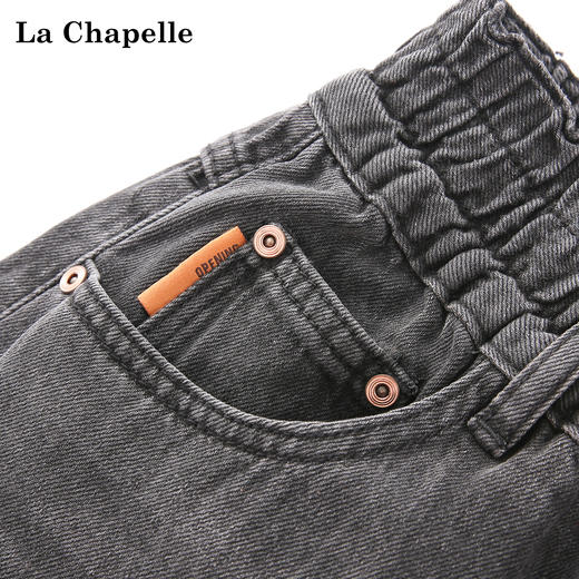 拉夏贝尔/La Chapelle秋季新款复古美式高级灰哈伦裤高腰松紧宽松牛仔裤 商品图2