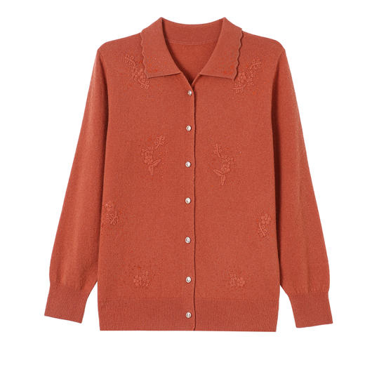rq1055高端品牌100纯羊毛衫针织开衫女翻领上衣服新款中年妈妈毛衣外套 商品图4