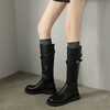 【预售7天】粗跟圆头厚底骑士靴女秋冬新款直筒靴英伦风皮带扣长靴不过膝MX&mx88732 商品缩略图3