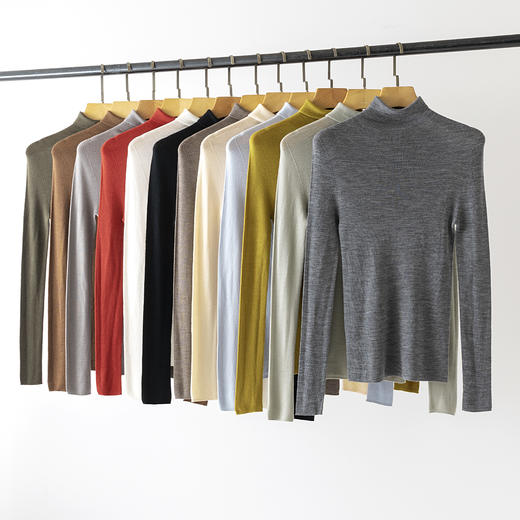 【高品质私服】【扬子精纺羊毛无缝一体半高领长袖】甄选德国Biella Yarn精纺扬子纱，60支双股精纺，做工精致，纹路特别细腻，休闲又日常，上班上学穿都合适YS8028-CC 商品图1