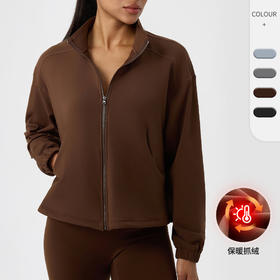 跃牌【欲动春风】系列 女秋冬加绒瑜伽服外套宽松立领拉链上衣保暖健身运动外套52630