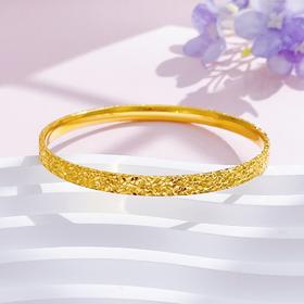 【限时克减150元】足金999.9 #超轻 #碎碎冰   【精品】空心镜面金CNC固口手镯三面碎碎冰满天星四方手镯(AISZ00669),(预售产品下单后不退款不退货不换货不补差价)