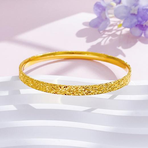 【限时克减150元】足金999.9 #超轻 #碎碎冰   【精品】空心镜面金CNC固口手镯三面碎碎冰满天星四方手镯(AISZ00669),(预售产品下单后不退款不退货不换货不补差价) 商品图0