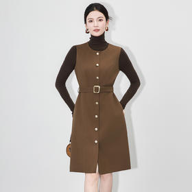 「高货wl」全新升级【铂金会员395/天猫529/差价134】(20940)洛诗琳轻奢简约通勤无袖连衣裙2025秋季收腰系带背心A字裙