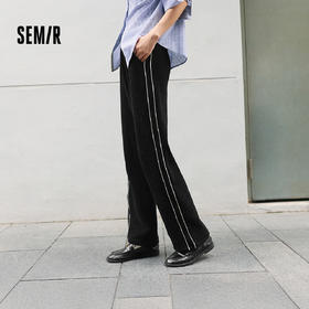 森马休闲裤女肌理雪尼尔撞色长裤显腿长冬遮肉显瘦宽松阔腿裤复古