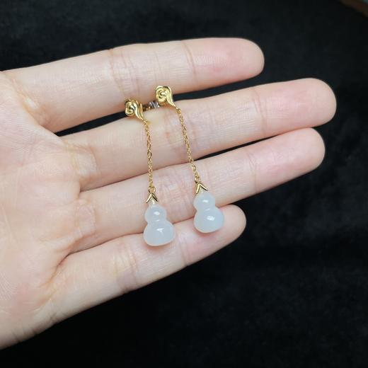 和田玉葫芦耳钉约8mm 商品图0