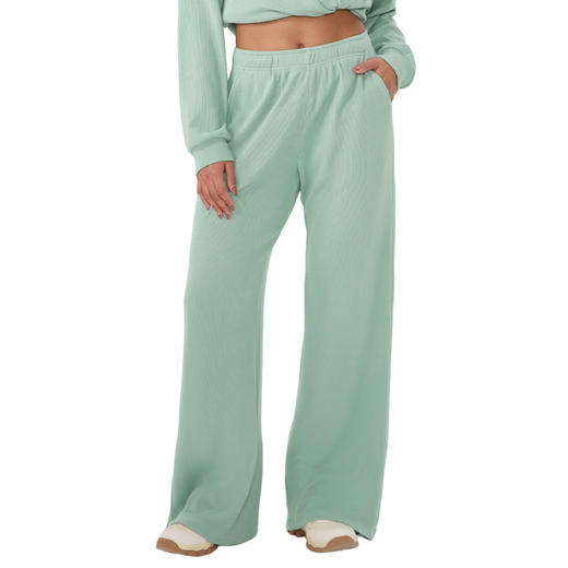 跃牌【欲动春风】系列 女秋冬华夫格运动长裤纯色宽松休闲阔腿裤健身训练长裤52327 商品图4