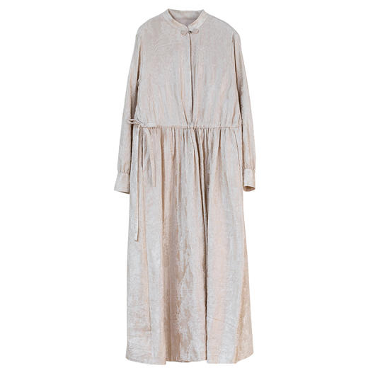 牧衣游原创 29姆米重磅丝麻提花连衣裙冬季新款宽松文艺长裙 衣然 商品图4