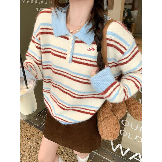 <曾小咸推荐>2.14现货秒杀 ！微信超特价！韩系撞色条纹毛衣 日常209.99 立减120 秒杀89.99！！ 商品图3