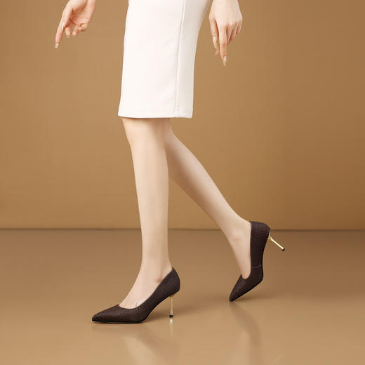【预售5天】马毛皮细跟气质高跟鞋女春秋新款尖头通勤百搭浅口单鞋女时装鞋HY&H3695 商品图3