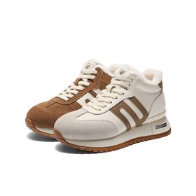 BF楼百丽小金甘厚底加绒高帮跑道德训鞋子新款棉鞋毛毛休闲鞋E6Q1DDD5