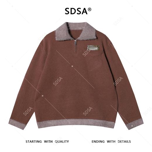 72392SDSA秋冬新款痞帅男装韩版口袋撞色半拉链翻领针织衫毛衣百搭 商品图0