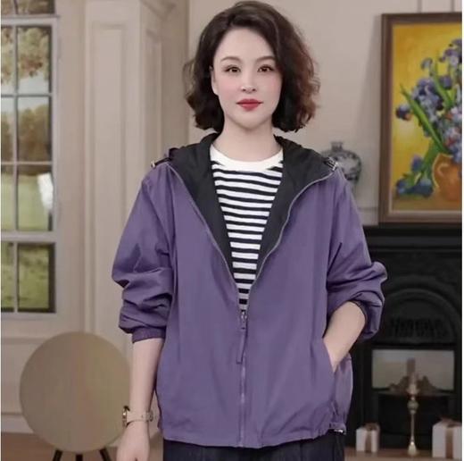 时尚休闲百搭防晒外套女2025夏季新款韩版两面穿宽松撞色连帽上衣 商品图3