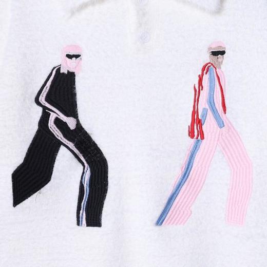 81039SDSA男士秋冬新款痞帅男装复古毛衣抽象刺绣人物翻领针织衫百搭 商品图3