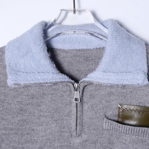 72392SDSA秋冬新款痞帅男装韩版口袋撞色半拉链翻领针织衫毛衣百搭 商品图2