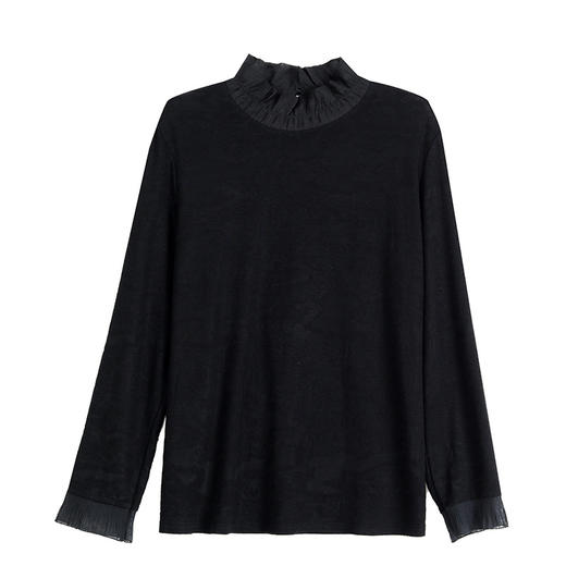 KQL A83N3192半高领打底衫提花拼接修身 商品图4