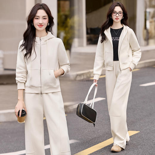 ZYRH2095休闲运动连帽卫衣套装女早秋显瘦开衫2025春季新款阔腿裤子两件套 商品图2