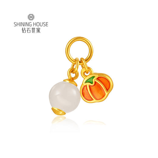 【定价黄金】【限时8折】【现货】钻石世家  吉事连连足金黄金和田玉手链手串吊坠配件（净金重约0.65克） 商品图0