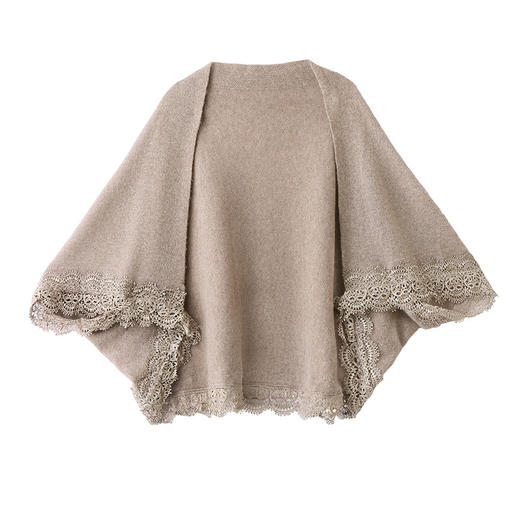 今年流行爆款披肩开衫2025秋季新款女装蕾丝拼接外搭羊毛斗篷外套 商品图4