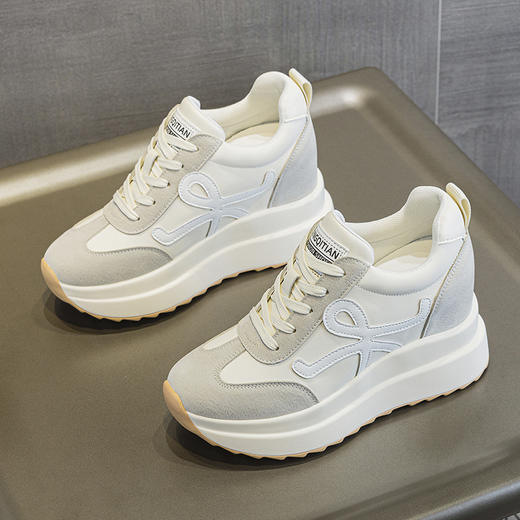 新款阿甘鞋真皮厚底内增高10cm百搭休闲老爹鞋德训单鞋AM1320 商品图3