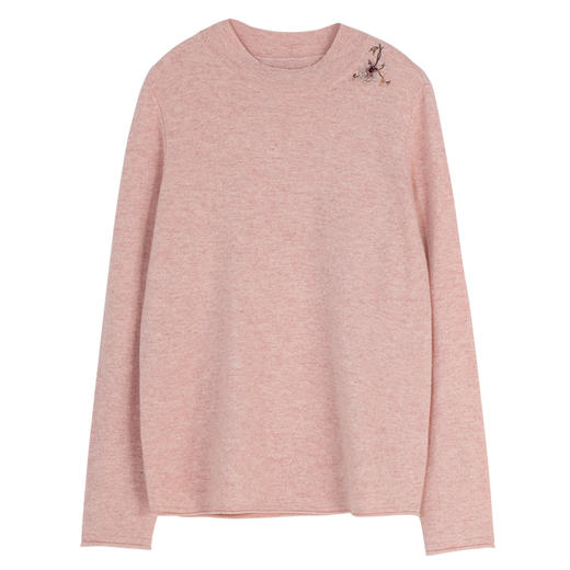 牧衣游原创 羊绒羊毛混织打底毛衣刺绣软糯蓬松保暖百搭上衣 幻月 商品图4