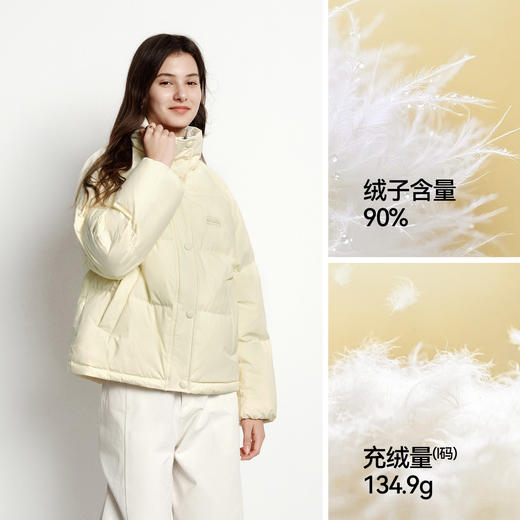 森马羽绒服女肌理拼接条纹学院风2025冬新款立领宽松插肩袖面包服 商品图3