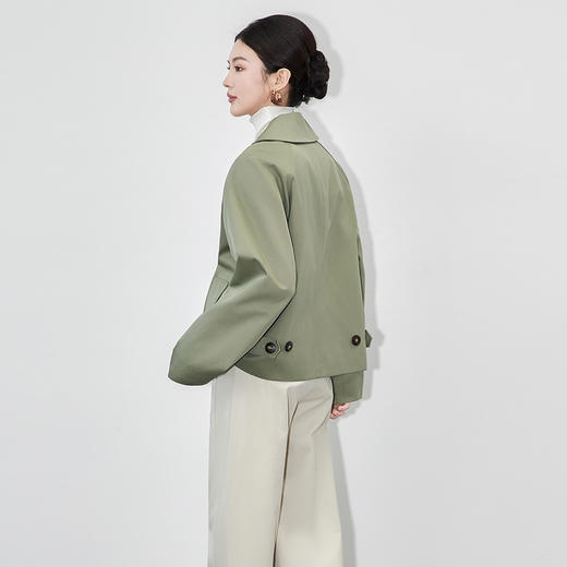 「高货wl」全新升级【铂金会员367/天猫499/差价132】(20527)洛诗琳法式复古格纹拼接外套2025秋季宽松短款风衣外套 商品图2