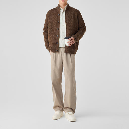 墨麦客日系格纹针织外套男2025春季新款纯色立领男士针织衫21979. 商品图3