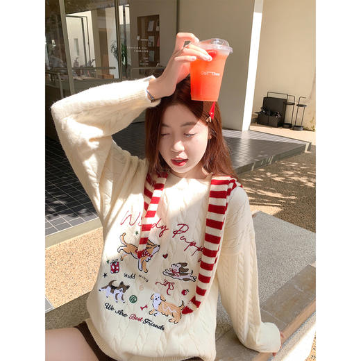 <曾小咸推荐>3.19现货秒杀 ！微信超特价！韩系小狗刺绣毛衣（无披肩） 日常209.99 立减110 秒杀99.99！！ 商品图2