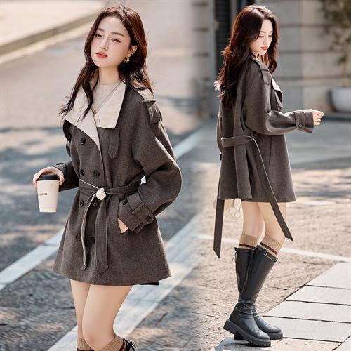 XRY9281英伦风立领休闲风衣女中长款2025春秋新款系带收腰气质小个子外套 商品图3