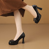 【预售5天】漆皮防水台高跟鞋圆头蝴蝶结浅口单鞋女小个子新款秋季时尚真皮鞋HY&H3707 商品缩略图1