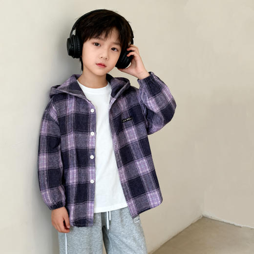 【29.9购】儿童韩系格格上衣丨洋气格子连帽衬衫 中大童80-160码 商品图4
