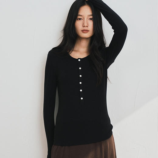 拆包的仪式感【轻梵 小山羊系列-半扣羊毛衣】羊毛天丝醋酸完美结合  修身款式 拉伸腰线 LYZ 商品图3