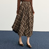 【10/1新品】熙世界美拉德复古格纹半身裙女秋2025新款高腰显瘦不规则a字裙子 商品缩略图2