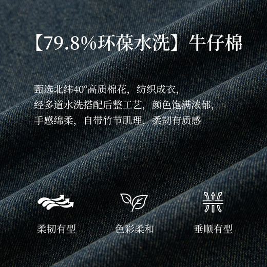 【五折购】熙世界水洗复古蓝阔腿牛仔裤女2025秋季新款休闲宽松慵懒直筒裤子 商品图2