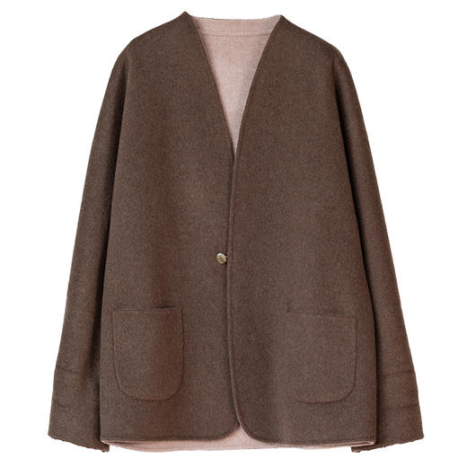 牧衣游原创 进口澳毛呢机绣双面穿短外套女软糯轻盈毛呢外套 百川 商品图4