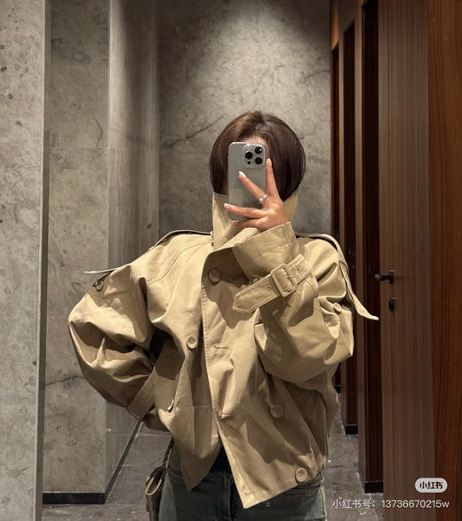 ac家复古短款风衣外套90103 商品图0