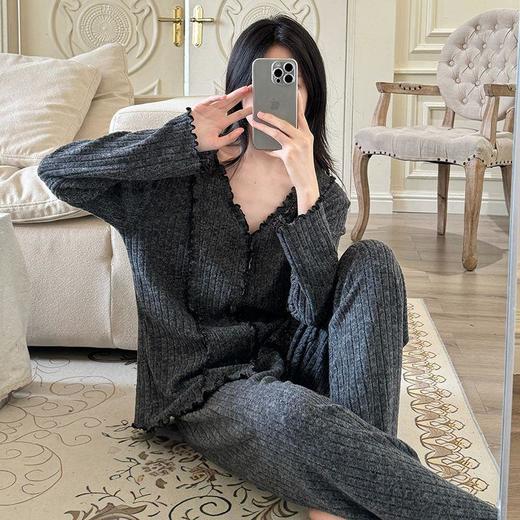 【玫瑰花语】女2025新款春秋季甜美休闲长袖长裤宽松可外穿家居服套装 商品图2