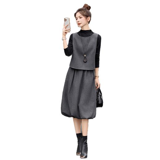 GJC25932025秋季新款女式高定三件套圆领马甲内搭花苞半身裙减龄时尚套装 商品图4