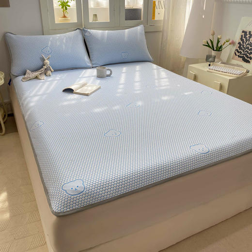 【‍海棠春 凉感豆豆凉席三件套】高克重凉感面料 提花工艺色泽温柔 折叠不变形 3D按摩抚触 收纳方便精美袋装 商品图0