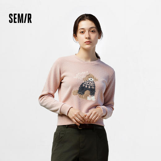 森马毛衣女冬季设计感萌宠提花软糯上衣2025新款可爱趣味小众毛衫 商品图1