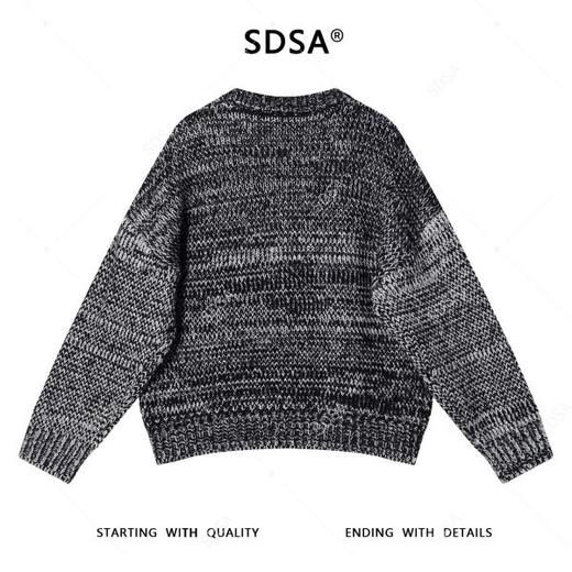 72611SDSA男士秋冬新款痞帅男装港风撞色圆领针织衫复古短款时尚毛衣 商品图5